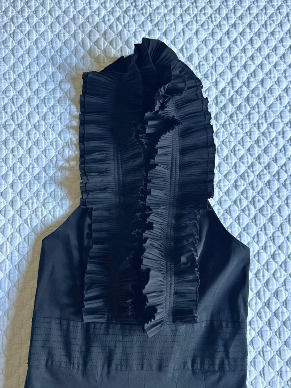 BCBGMAXAZRIA Dress Black Ruffle Halter Mini Pleated Cocktail Dress Size 0 - Picture 4 of 8